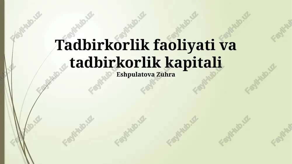 tadbirkorlik faoliyati va tadbirkorlik kapitali — PPTX