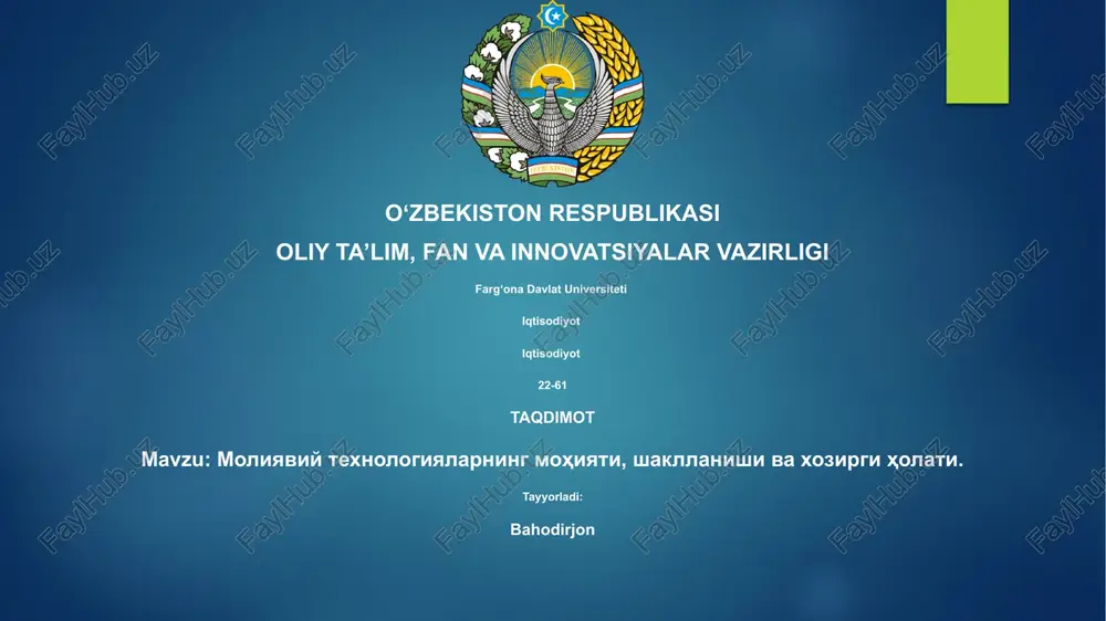 moliyaviy texnologiyalar — PPTX