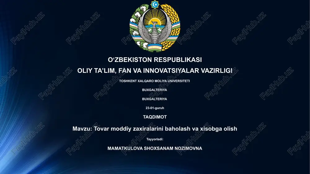 tovar-moddiy zaxiralarini baholash va xisobga olish — PPTX