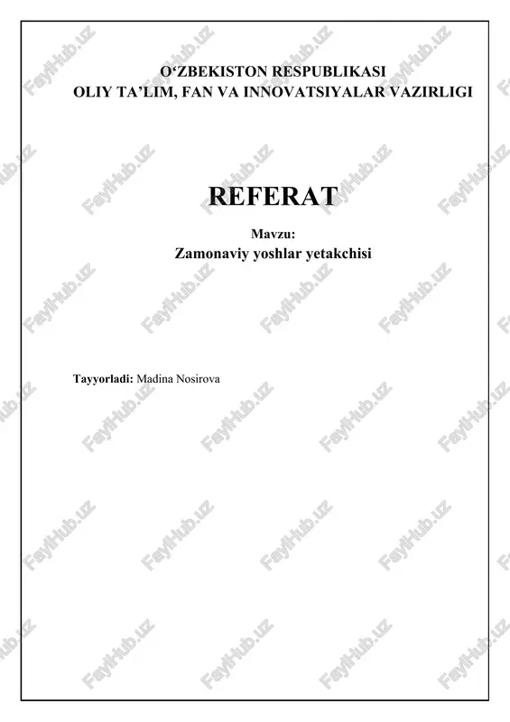 zamonaviy yoshlar yetakchisi — DOCX