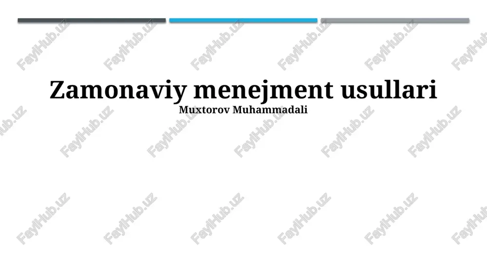zamonaviy boshqaruv usullari — PPTX