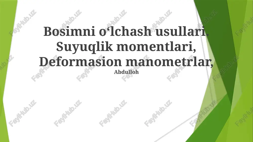 suyuq ustunli manometrlar — PPTX