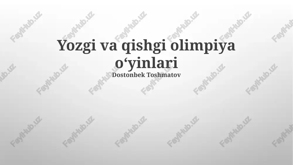 yozgi va qishgi olimpiya oʻyinlari — PPTX