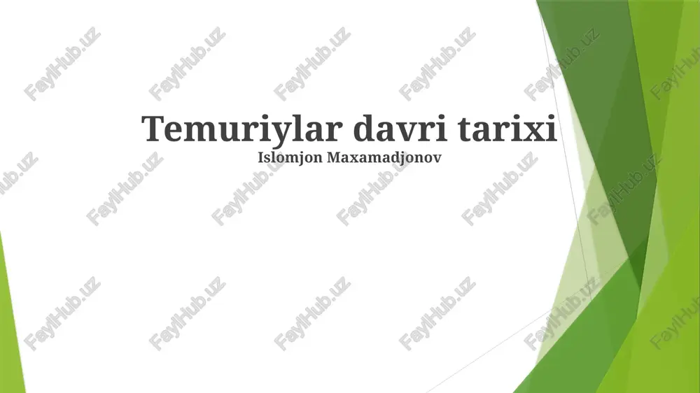 temuriylar davri tarixi — PPTX