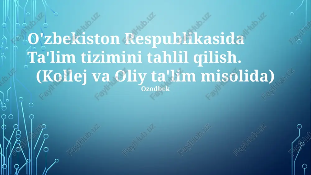 ta'lim tizimi tahlili — PPTX