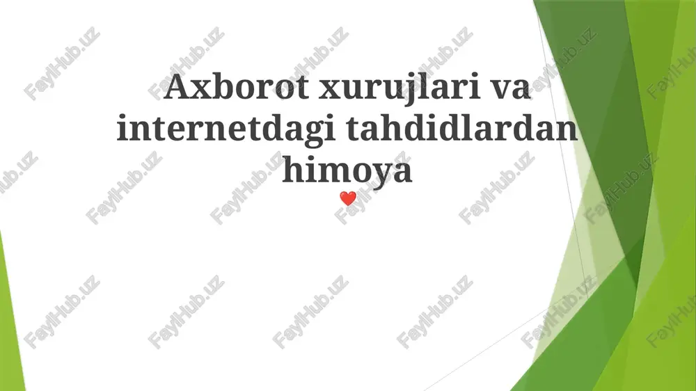 axborot xurujlari va internetdagi tahdidlardan himoya — PPTX
