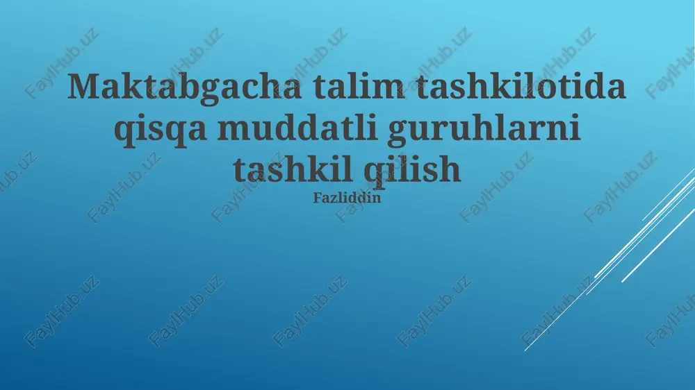 qisqa muddatli guruhlarni tashkil qilish — PPTX