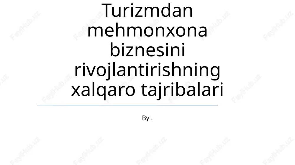 turizmdan mehmonxona biznesini rivojlantirishning xalqaro tajribalari — PPTX