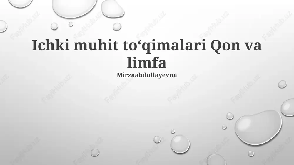 ichki muhit toʻqimalari qon va limfa — PPTX