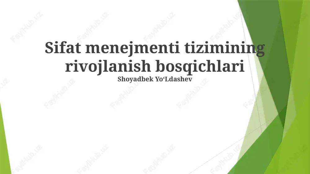 sifat menejmenti tizimining rivojlanish bosqichlari — PPTX