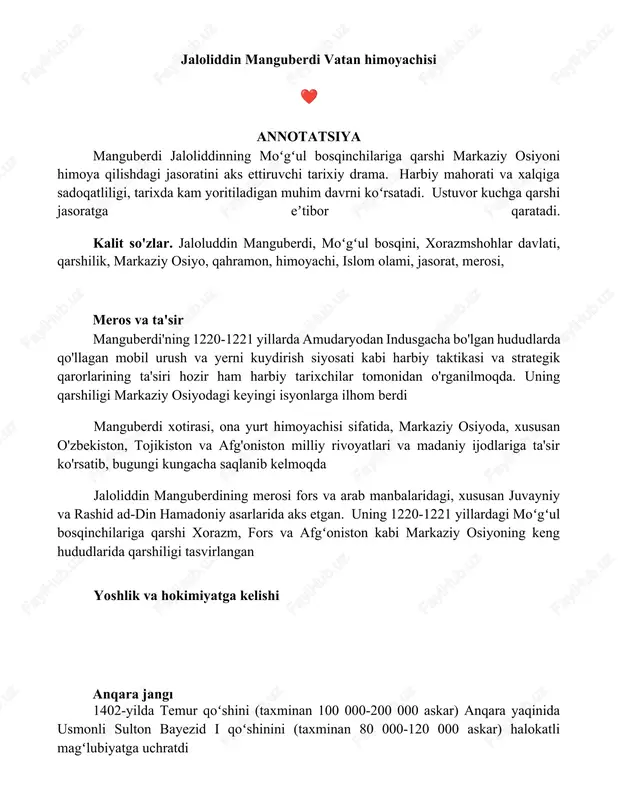 jaloliddin manguberdi vatan himoyachisi — DOCX