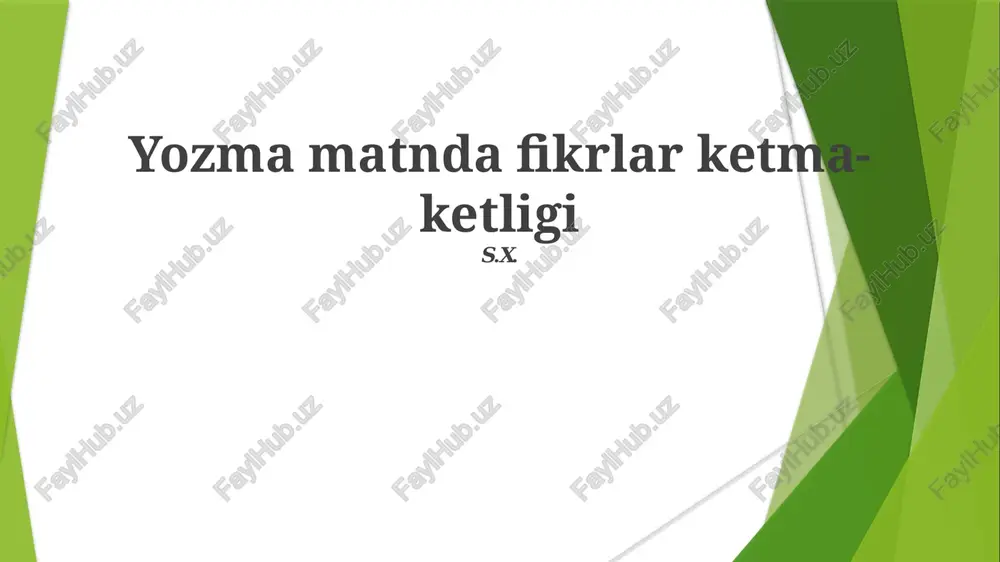 yozma matnda fikrlar ketma-ketligi — PPTX