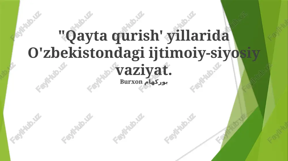 o'zbekistondagi ijtimoiy-siyosiy vaziyat — PPTX