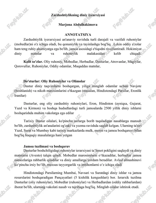 zardushtiylikning diniy iyearxiyasi — DOCX