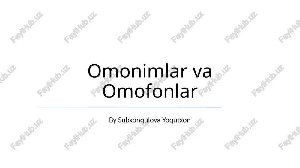 omonimlar va omofonlar — PPTX