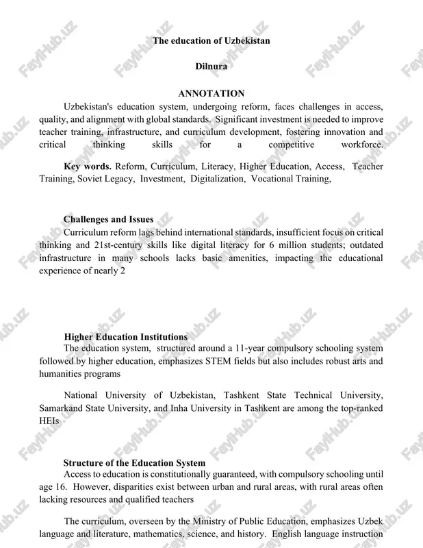 the education of uzbekistan — DOCX