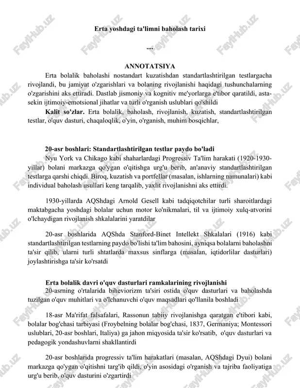 erta bolalik baholashi — DOCX
