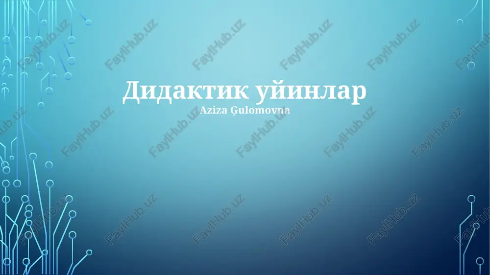 samarali didaktik o'yinlarni loyihalash — PPTX