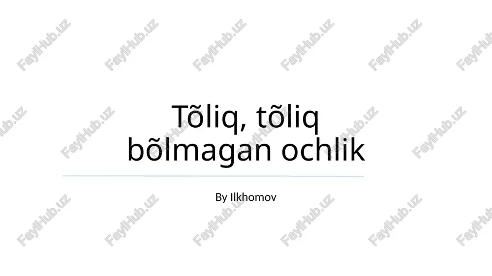 oziq-ovqat chiqindilari va ochlik — PPTX