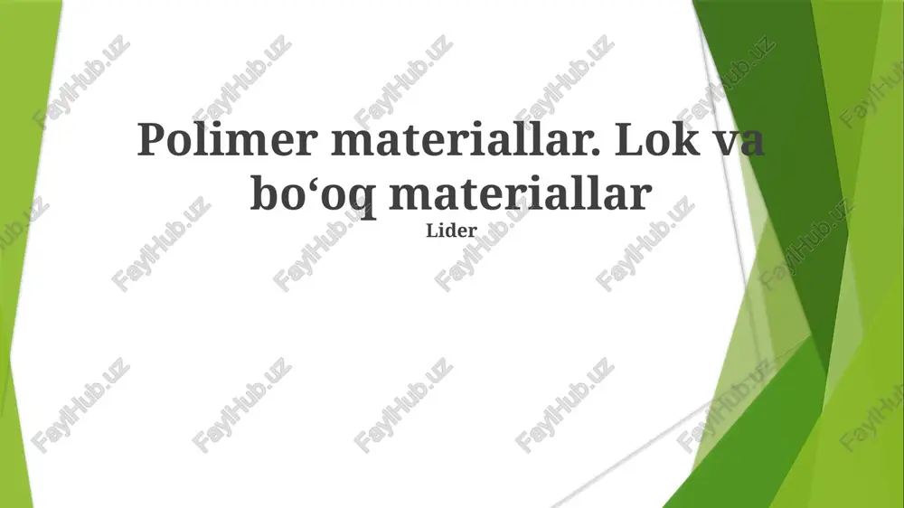 polimer va ommaviy materiallarni solishtirish — PPTX