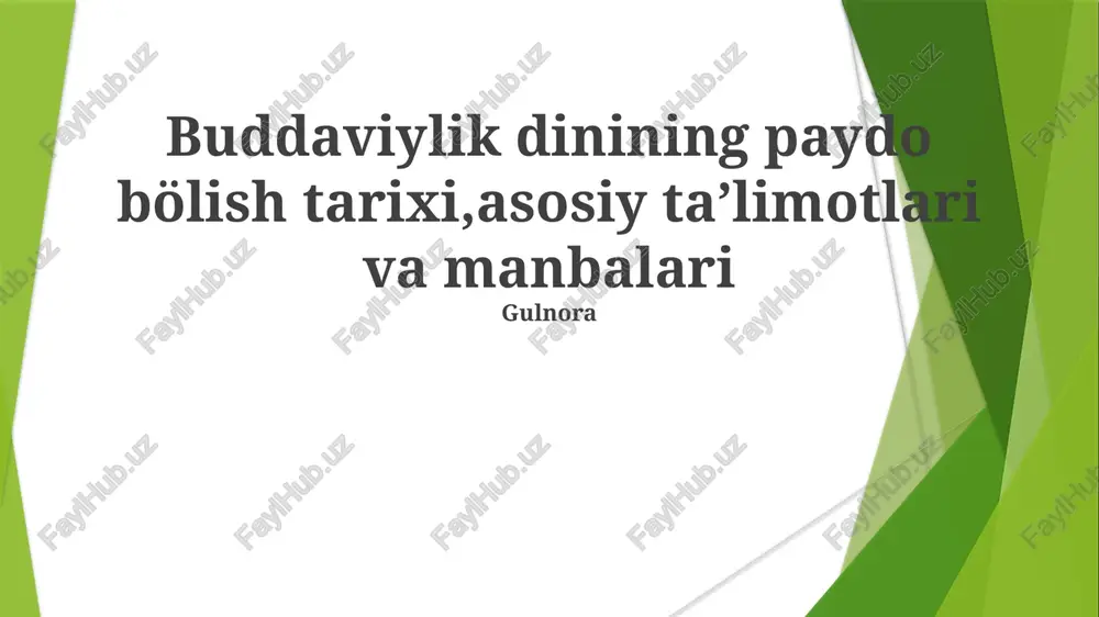 tarixiy budda va erta buddizm — PPTX