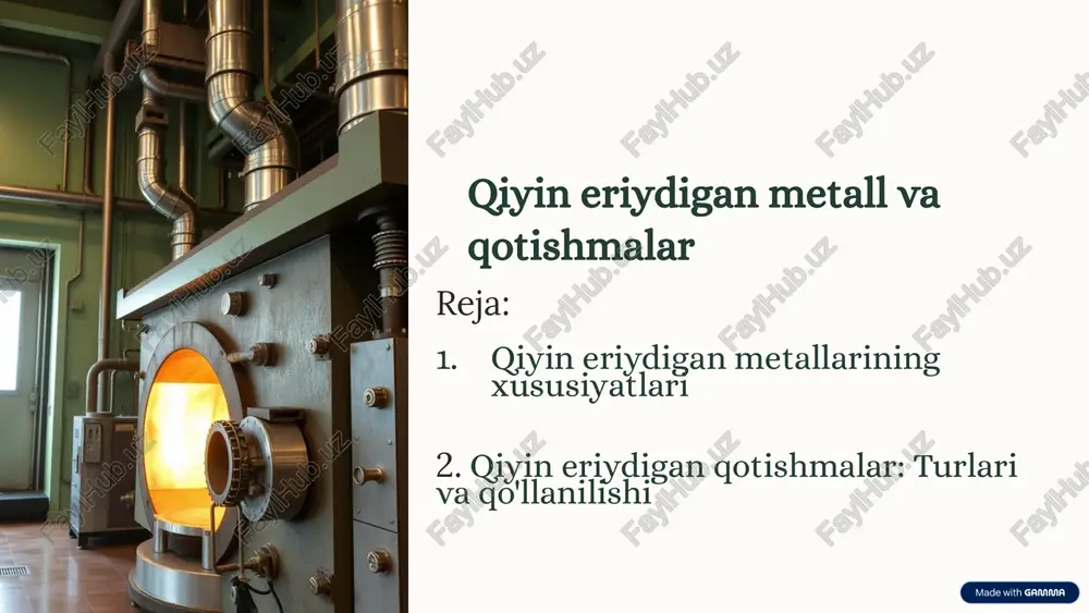 qiyin eriydigan metall va qotishmalar — PPTX