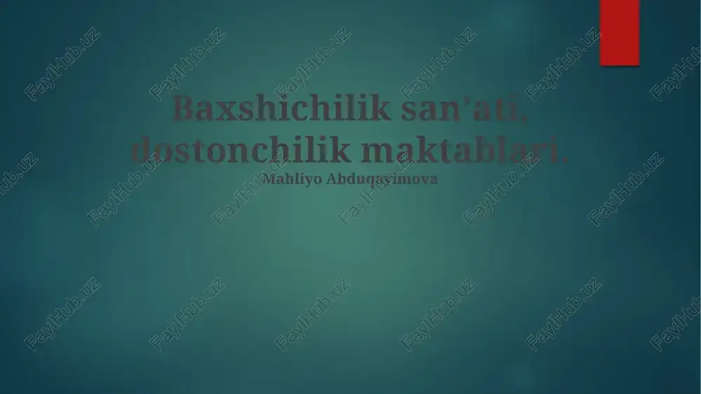 epik she'riyat maktablari: taqqoslash tahlili — PPTX