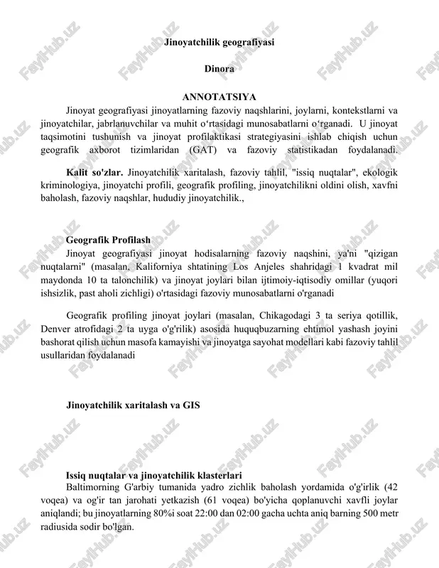 jinoyatchilik geografiyasi — DOCX
