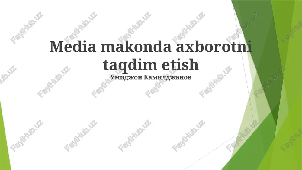 media makonda axborotni taqdim etish — PPTX