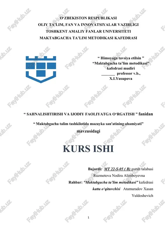 maktabgacha talim tashkilotida mazayka san'atining ahamiyat — DOCX