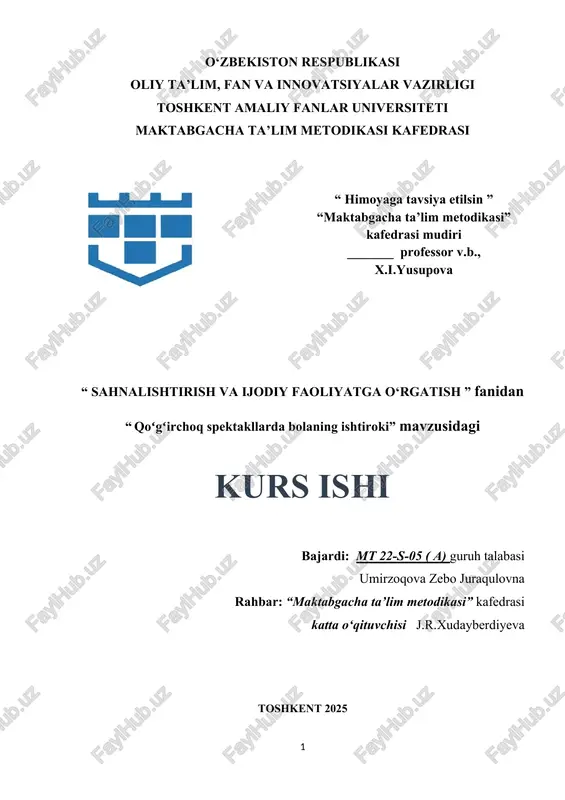 qoʻgʻirchoq spektakllarda bolaning ishtiroki. — DOCX