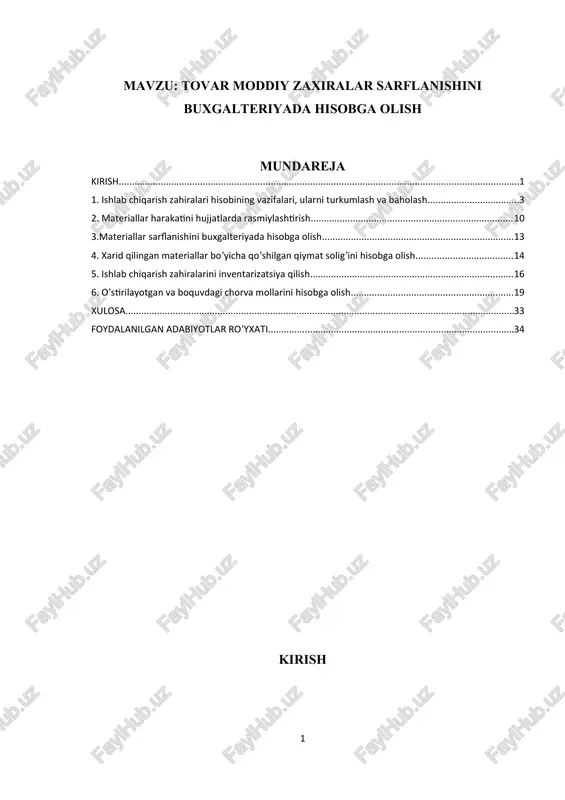 tovar moddiy zahiralar hisobi — DOCX