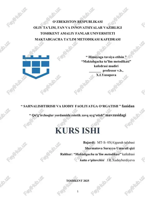 qoʻgʻirchoqlar yordamida estetik zavq uygʻotish. — DOCX