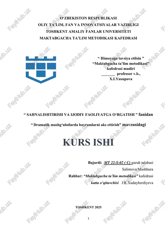 dramatik mashgʻulotlarda bayramlarni aks ettirish — DOCX
