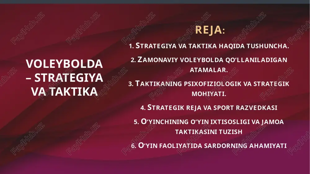 voleybolda – strategiya va taktika — PPTX