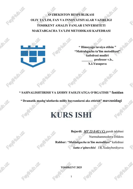 dramatik mashgʻulotlarda milliy bayramlarni aks ettirish — DOCX