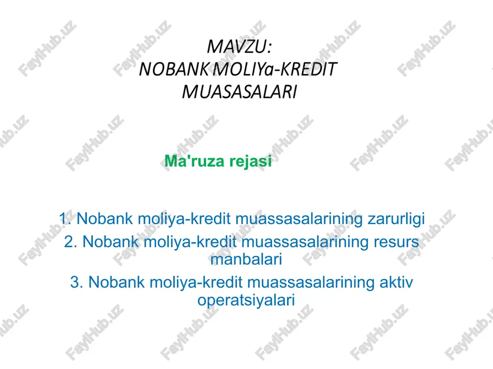 nobank moliya-kredit muassasalari — PPT