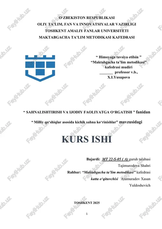 milliy qo‘shiqlar asosida kichik sahna ko‘rinishlar — DOCX