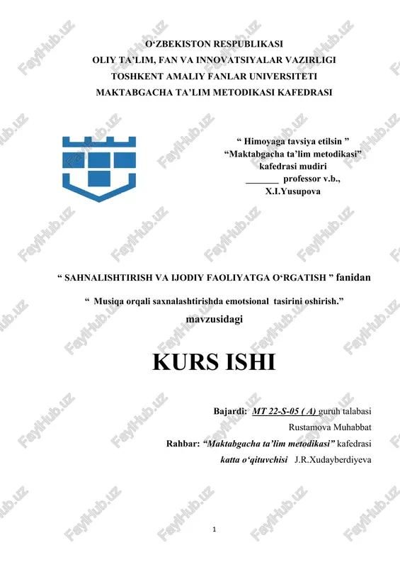 musiqa orqali saxnalashtirishda emotsional tasirini oshirish — DOCX