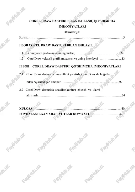 corel draw dasturi bilan ishlash, qo‘shimcha imkoniyatlari — DOCX
