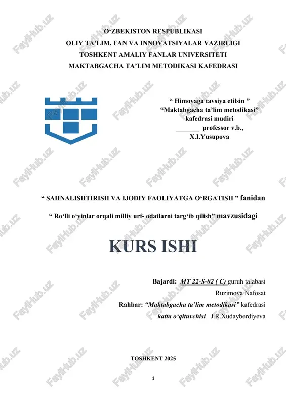 roʻlli oʻyinlar orqali milliy urf- odatlarni targʻib qilish — DOCX