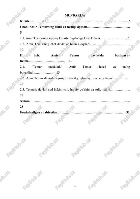amir temurning ichki va tashqi siyosati — DOCX