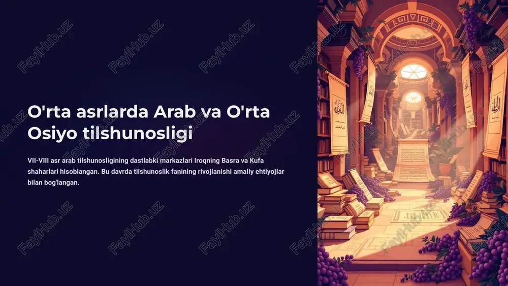 o'rta asrlarda arab va o'rta osiyo tilshunosligi — PPTX