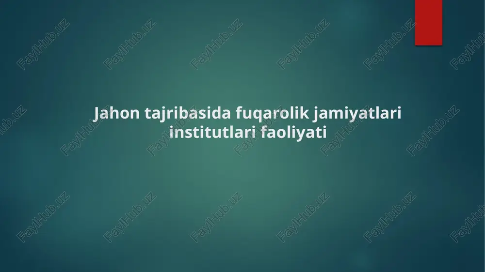 jahon tajribasida fuqarolik jamiyatlari institutlari faoliyati — PPTX