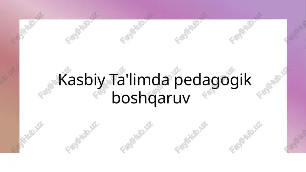 kasbiy ta'limda pedagogik strategiyalar — PPTX