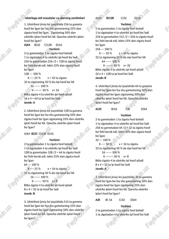 ulotrksga oid masalalar va ularning yechimlari — DOCX