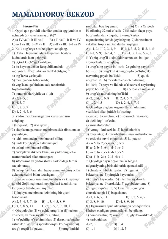 yadro membranasiga xos xususiyatlarni aniqlang — DOCX