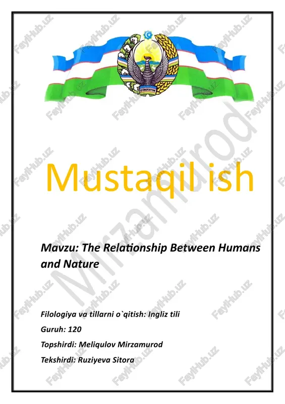 the relationship between humans and nature — DOCX