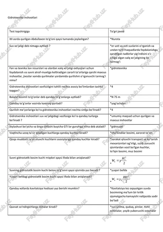 gidrotexnika inshootlari — DOCX