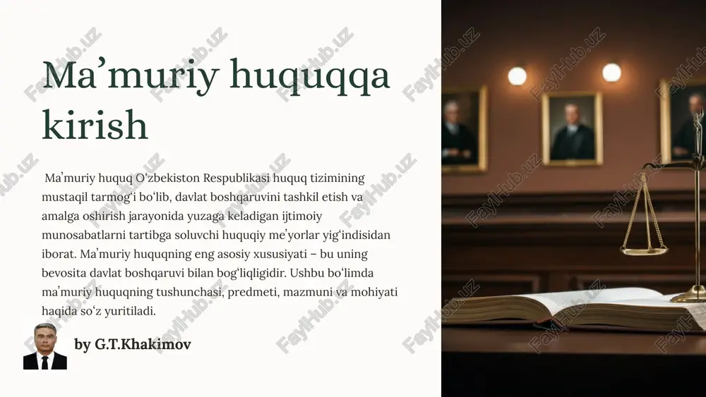 maʼmuriy huquqqa kirish — PPTX
